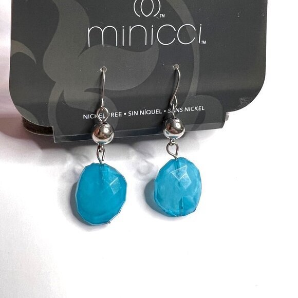 MINICCI Women's Earrings Blue Nickel Free - Picture 4 of 6